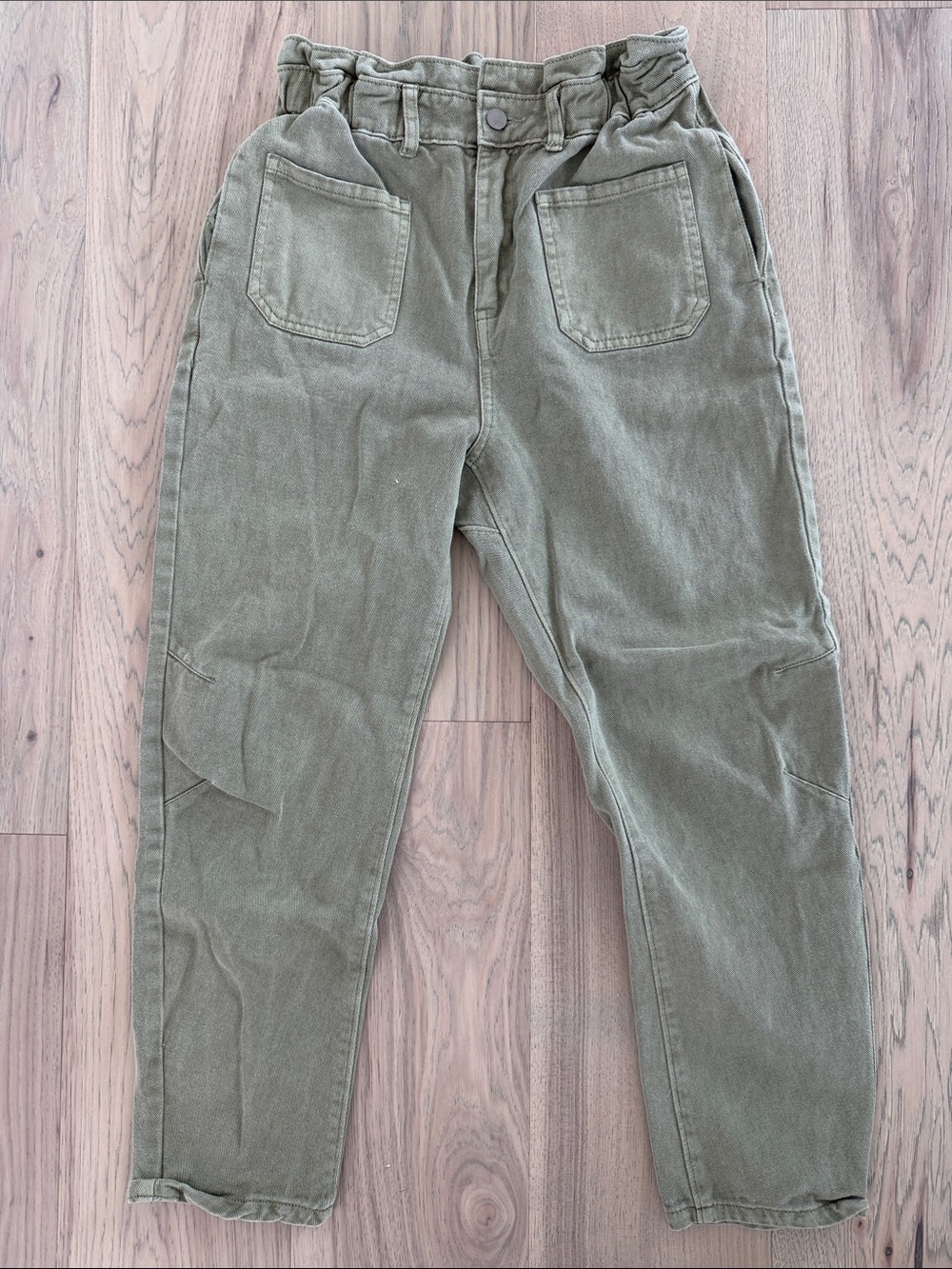 Bohme Paperbag Waist Barrel Jeans for Women in Olive